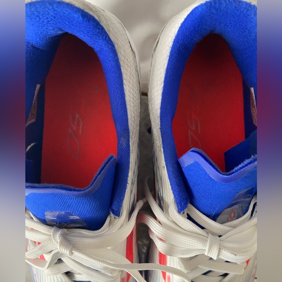 Adidas Soccer F50 League TF Unisex Fiberskin/Sprintgrid White Red Blue Sz 6.5 - Picture 6 of 9